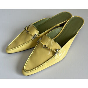 Cole Haan Yellow Patent Leather Slides/Mules/Pointed Toe/1" Kitten Heels/US 6